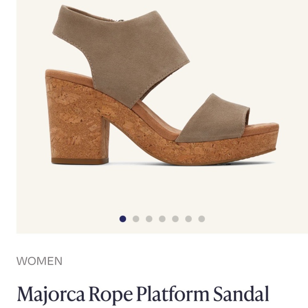 TOMS Heeled Suede Sandals Women’s 9.5 US. Worn once. Like new.